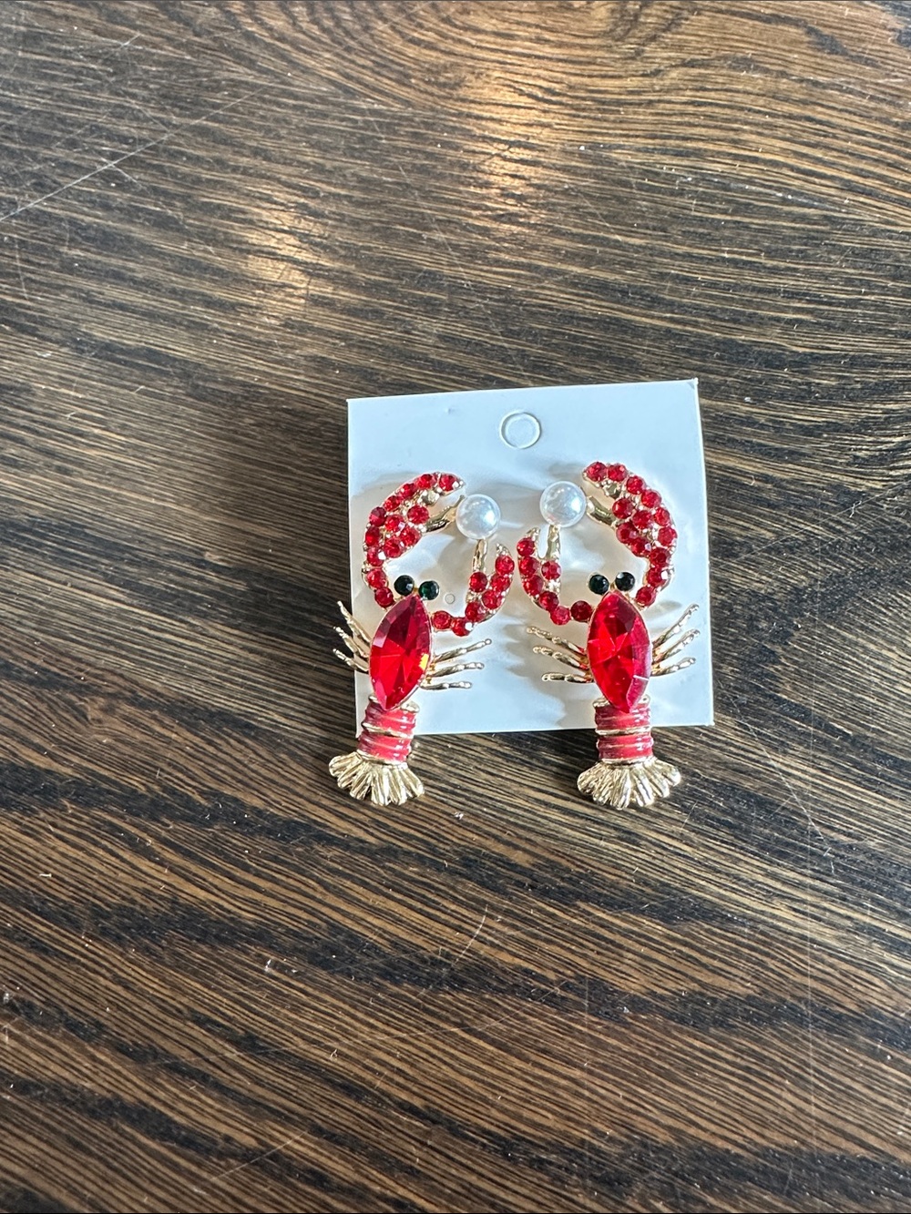 Red Crystal Lobster Drop Earrings